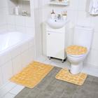 Набор ковриков для ванной и туалета Доляна «Галька», 3 шт: 36×42, 40×50, 50×80 см, цвет бежевый - фото 8296151