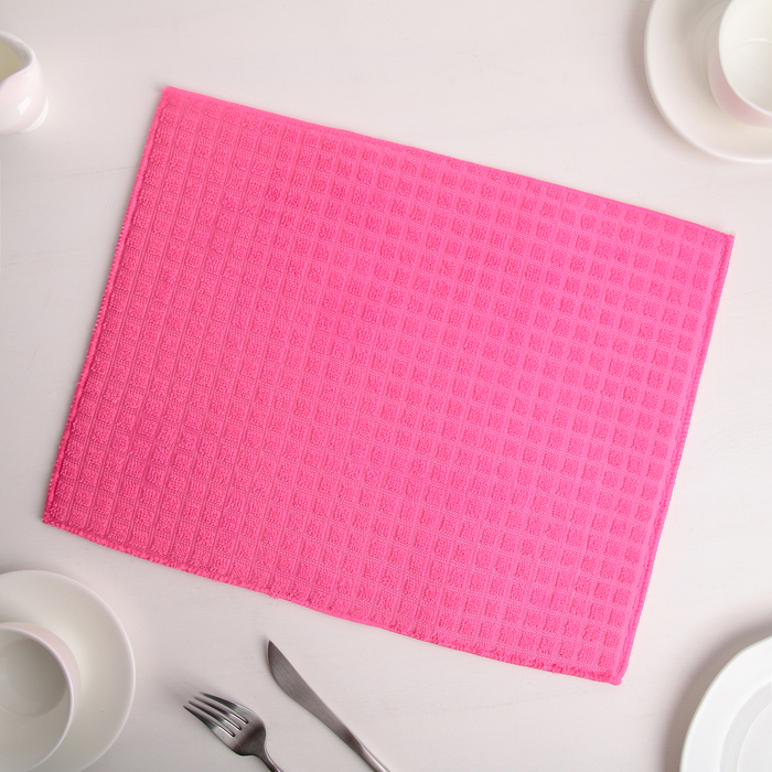 Коврик для сушки посуды Доляна, 30×40 см, микрофибра, цвет розовый