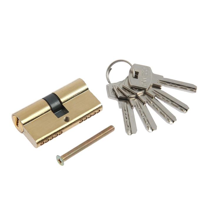 Цилиндровый механизм, 60 мм, английский ключ, 5 ключей, цвет золото