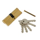Цилиндровый механизм, 80 мм, английский ключ, 5 ключей, цвет золото - фото 5188692