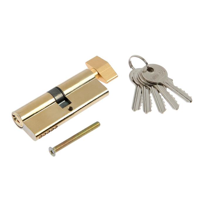 Цилиндровый механизм, 80 мм, с вертушкой, английский ключ, 5 ключей, цвет золото