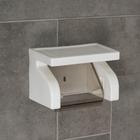 Держатель для туалетной бумаги с полочкой, 18×11,5×12 см, цвет белый - фото 10550775