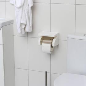 Держатель для туалетной бумаги с полочкой, 18×11,5×12 см, цвет белый - фото 10550778