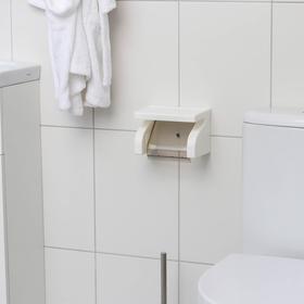 Держатель для туалетной бумаги с полочкой, 18×11,5×12 см, цвет белый - фото 10550779