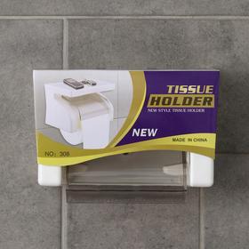 Держатель для туалетной бумаги с полочкой, 18×11,5×12 см, цвет белый - фото 10550780