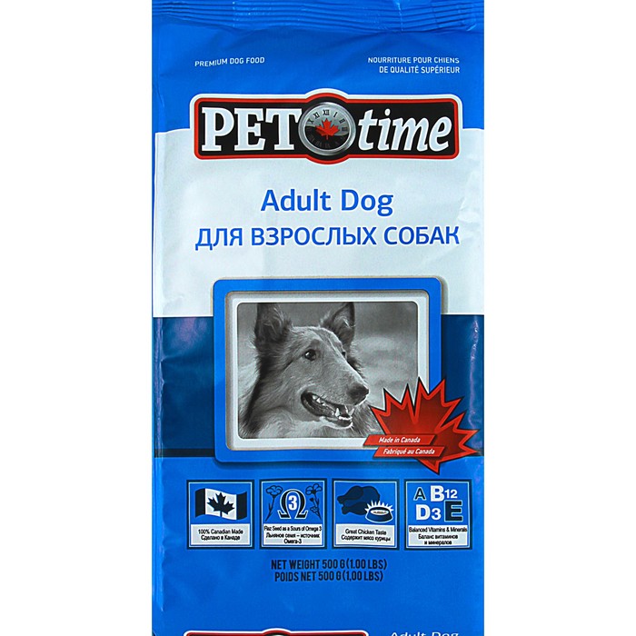 Сухой корм Pet Time для собак с обычной активностью, 500 г