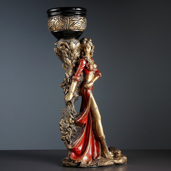 Фигура с кашпо "Девушка Диана" бронза-красный, 2 л / 24х79х36см - фото 122993