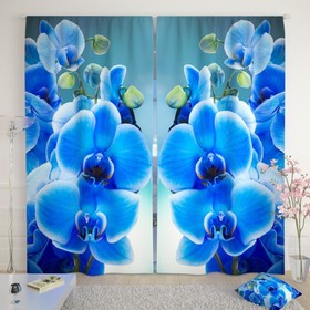 Фотошторы «Голубая орхидея», размер 150х260 см-2 шт., габардин