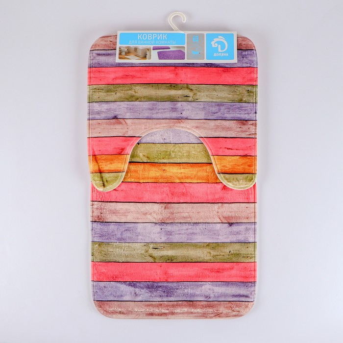 Набор ковриков для ванны и туалета Доляна «Цветные деревяшки», 2 шт: 40×45, 45×75 см