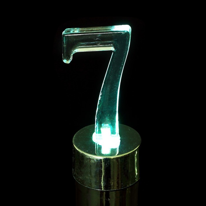 Свеча светодиодная "Цифра 7", цвет серебро