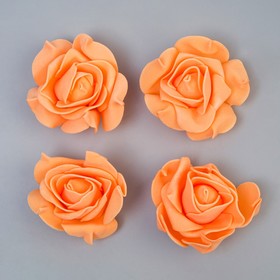 Набор цветов для декора из фоамирана, D=7,5 см, 4 шт, персиковый