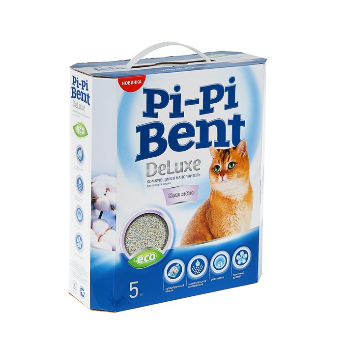 Наполнитель комкующийся Pi-Pi-Bent &quot;DeLuxe Clean cotton&quot;, 5 кг