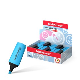 Маркер текстовыделитель ErichKrause Visioline Mini, 0.6-5.2 мм, флуоресцентные чернила на водной основе, голубой