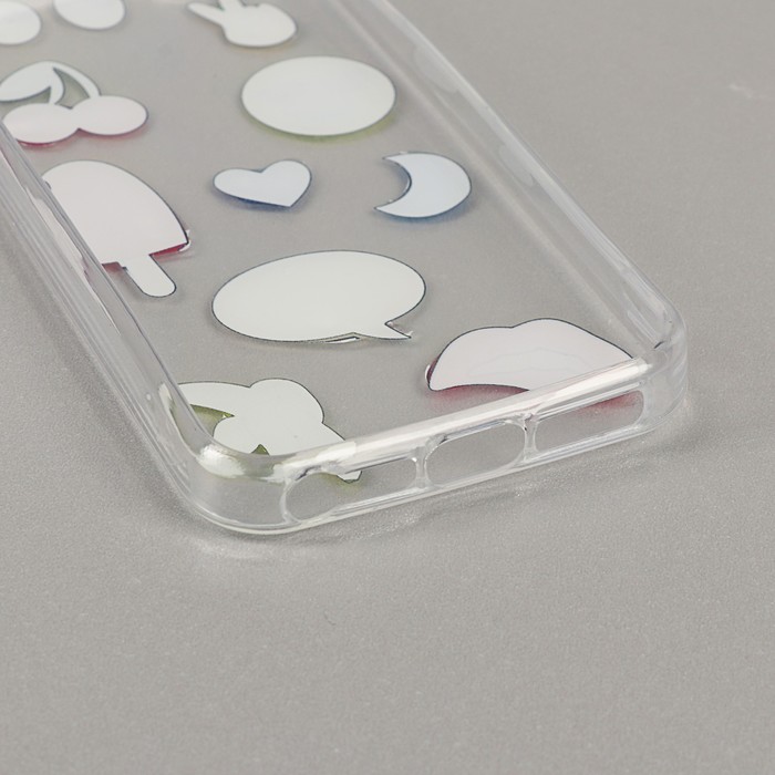 Чехол LuazON, Смайл для iPhone 5/5s, силиконовый, прозрачный
