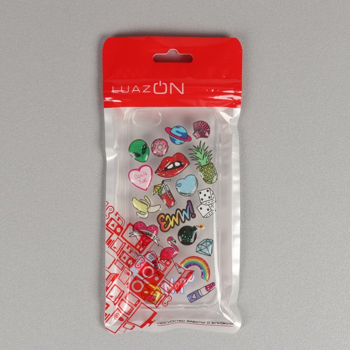 Чехол LuazON "Эмодзи" для телефона iPhone 5/5s, силиконовый, прозрачный