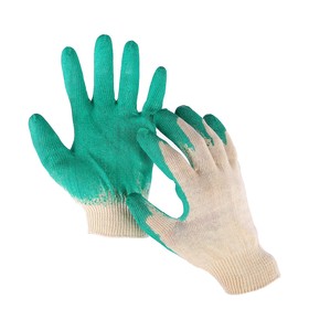 Gloves, cotton, knit 13 class, size 10, with latex poured, green