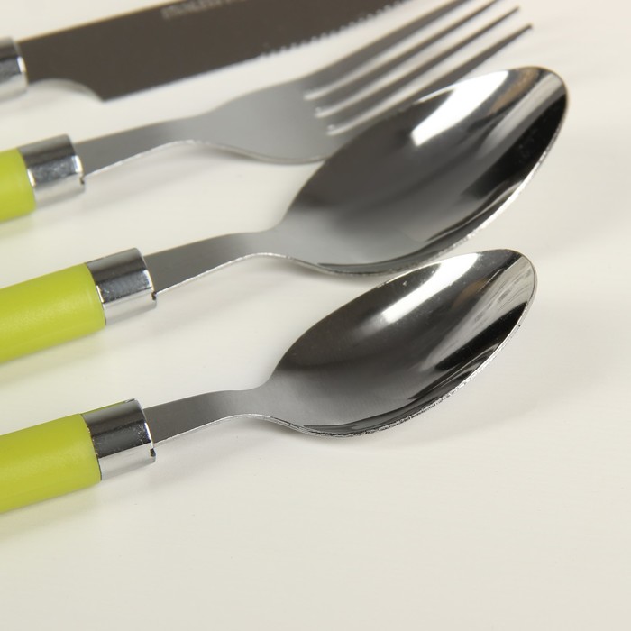 Набор столовый 4 предмета. Желтые столовые приборы. Сувенирный швейцарский набор столовых предметов из 4 предметов. (м37). Набор столовых приборов топтыжка 4 предмета.