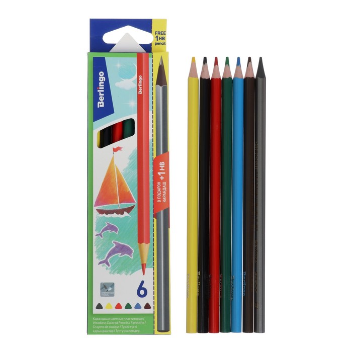 Карандаши цветные 6 цветов Berlingo «Корабли» + чернографитный карандаш - фото 125406