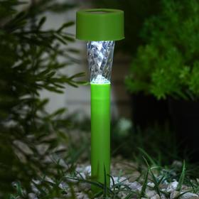 Фонарь садовый на солнечной батарее "Трапеция", 30 см, d=4.5см,1 led, пластик,зеленая ножка