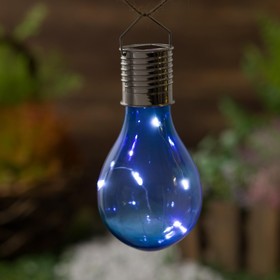 Фонарь садовый на солнечной батарее "Лампочка Синяя", 5 led, пластик, на прищепке