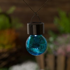 Фонарь садовый на солнечной батарее "Лампочка Синяя", 60 х 90 мм, 1 led, стекло