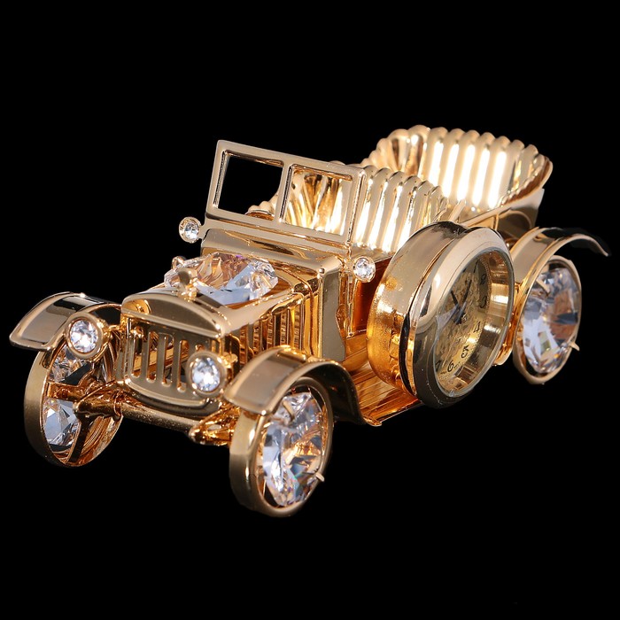 Сувенир «Машина», с часами, 4х8,5х3,5 см, с кристаллами Сваровски
