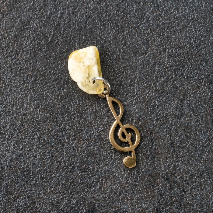 Брелок-талисман "Скрипичный ключ", натуральный янтарь (5 шт)