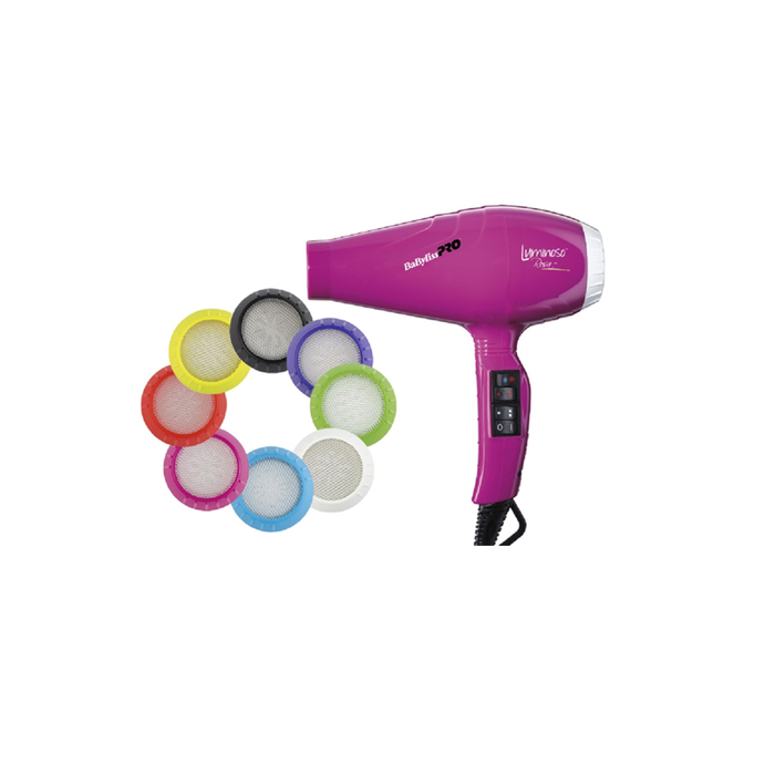 Фен Babyliss Luminoso Rosa BAB6350IFE, 2100 Вт, 8 съёмных фильтров, шнур 2.7 м, фиолетовый