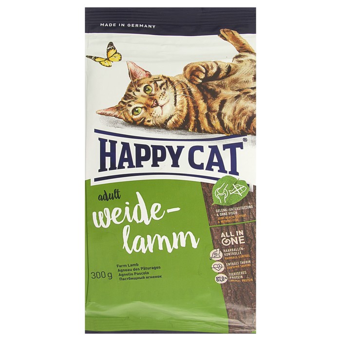 Сухой корм Happy Cat Fit&amp;Well для кошек, ягненок, 300 г