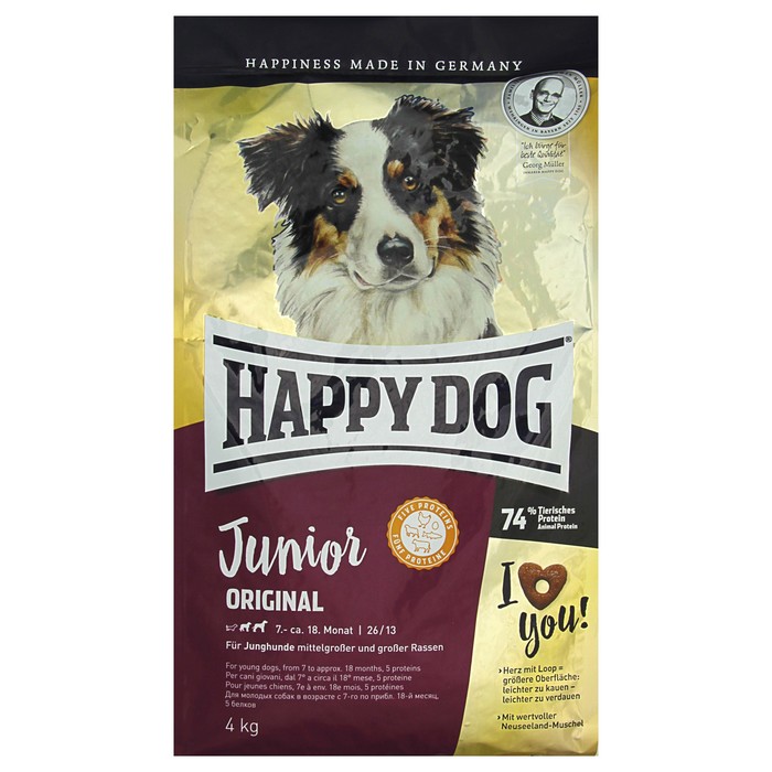 Сухой корм Happy Dog Junior original для щенков, 4 кг