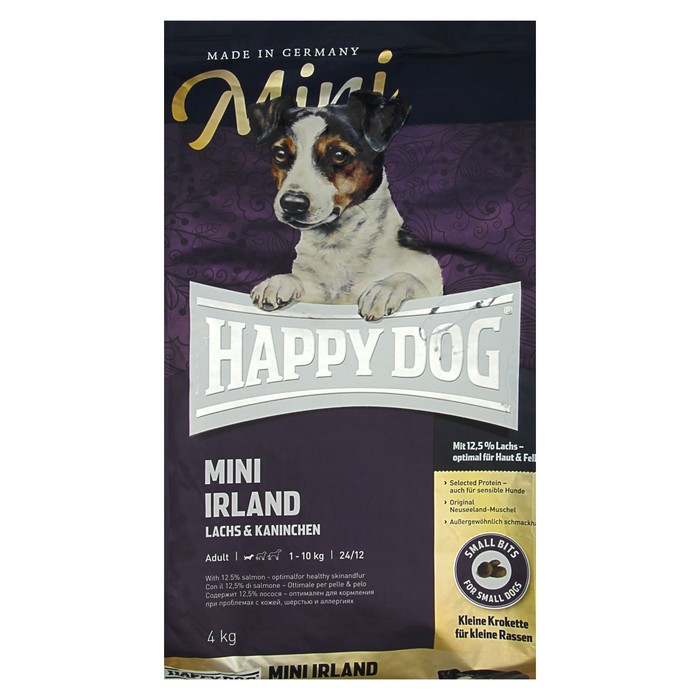 Сухой корм Happy Dog Irland Mini для собак мелких пород, 4 кг