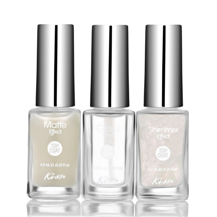 Набор верхних покрытий для маникюра Kiss Topcoat Trio, 3 шт по 7,5 мл