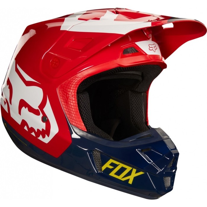 Шлем FOX V2 Preme Helmet Navy, красный, размер M