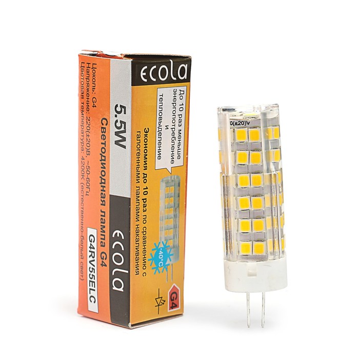 Лампа светодиодная Ecola Light Corn Micro, G4, 5,5 Вт, 220 В, 4200K, 320°