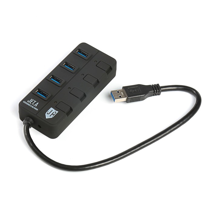 Разветвитель USB (Hub) Jet.A JA-UH35 на 4 порта USB 3.0,Hot Plug,с выключателями портов,чёрн