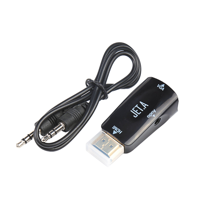 Адаптер HDMI-VGA Jet.A JA-HV01 чёрный (в комплекте аудиокабель mini Jack-mini Jack 0.5 м)