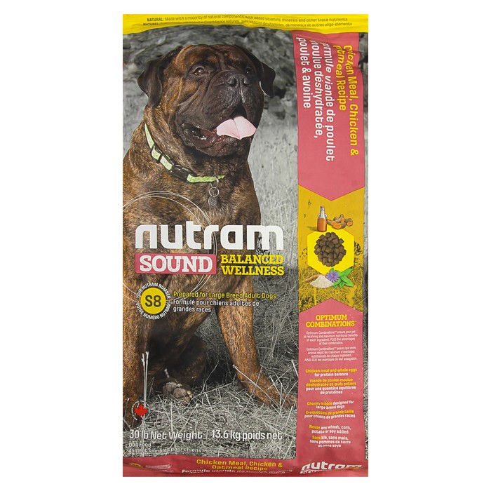 Сухой корм Nutram S8 Large breed dog для собак крупных пород, курица, 13.6 кг