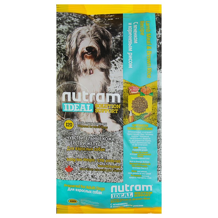 Сухой корм Nutram I20 sensitive skin coat stomach dog для собак, ягненок, 500 г