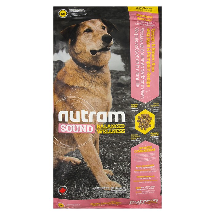 Сухой корм Nutram S6 adult dog для собак, курица, 13.6 кг