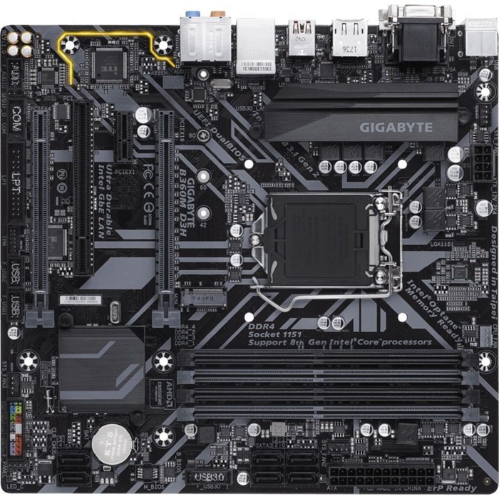 Материнская плата Gigabyte B360M D3H, Soc-1151v2, Intel B360, 4xDDR4, mATX, Ret