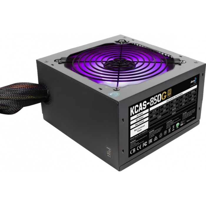 Блок питания Aerocool ATX 850W KCAS-850G, 80+ gold, 120mm, RTL