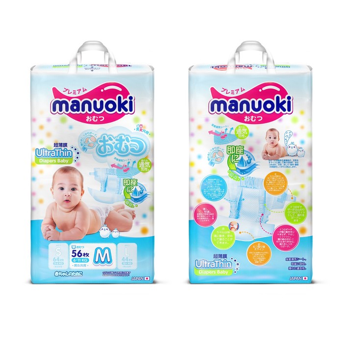 Подгузники Manuoki Ultrathin M 6-11 кг, 56 шт.