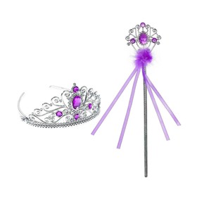 Карнавальный набор «Принцесса», корона, жезл с камнями, цвет фиолетовый в Донецке