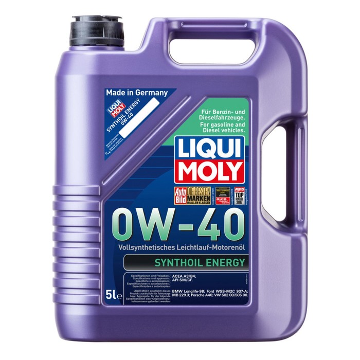 Моторное масло LiquiMoly  0W-40 Syntohoil Energy синтетическое SMW-CF А3W-В4, 5 л