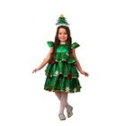 Карнавальный костюм «Ёлочка-малышка», сатин, платье, ободок, р. 28, рост 110 см - фото 916081