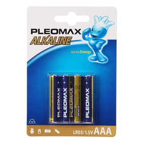 Батарейка алкалиновая Pleomax, AAA, LR03-4BL, 1.5В, блистер, 4 шт.