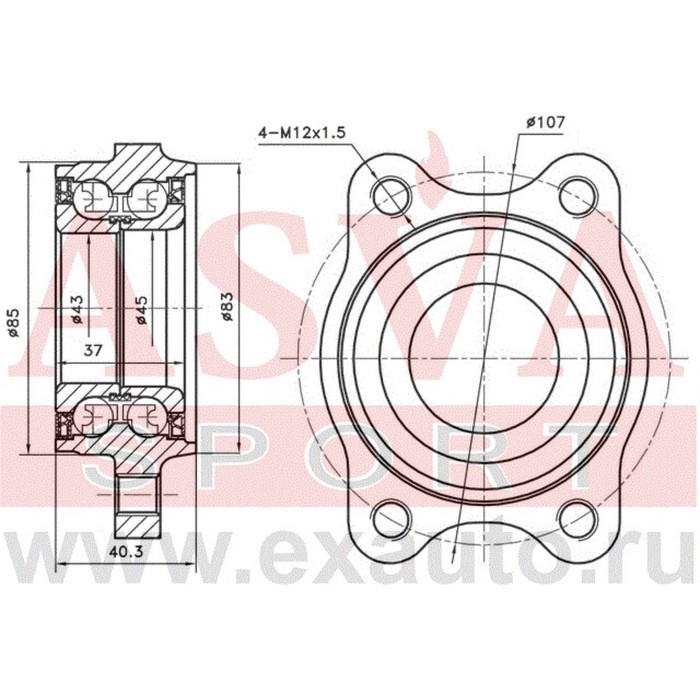 Подшипник ступицы ASVA ADWH-A6MF85-KIT