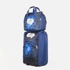 Чемодан малый 20" с сумкой, отдел на молнии, наружный карман, с расширением, цвет синий - фото 5422872