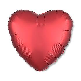 Шар фольгированный 18" «Сердце», сатин, красный, 1 шт.