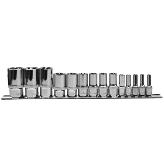 Головки торцевые Ombra 910714, глубокие, 1/4&quot;DR, 3/8”DR, 1/2&quot;DR, набор 14 предметов